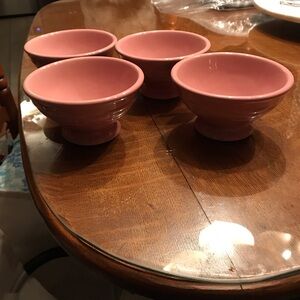 Longaberger Pink Ceramic ice cream Bowl Set of 4